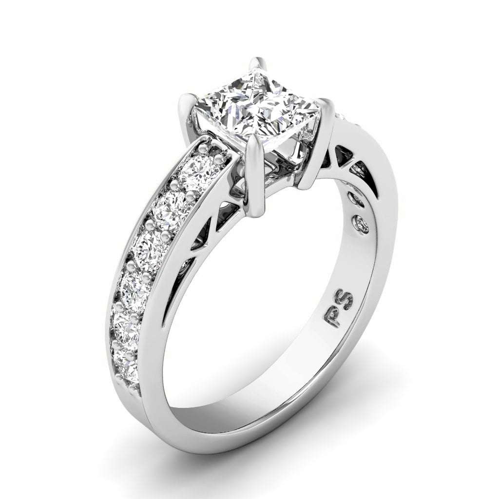 0.85-2.00 CT Princess & Round Cut Natural Diamonds - Engagement Ring