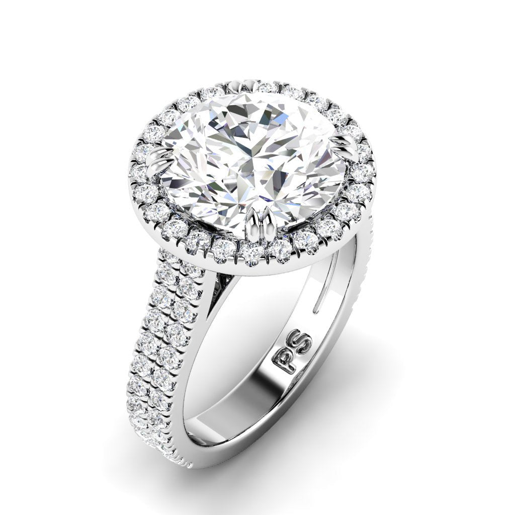 11.65 CT Round Cut Lab Grown Diamonds - Halo Ring - Primestyle.com