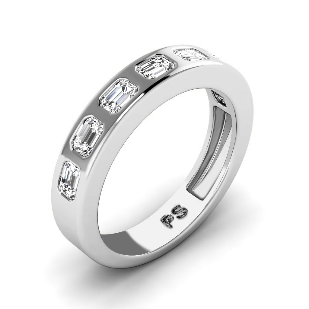 1.50 CT Emerald Cut Diamonds - Mens Wedding Band