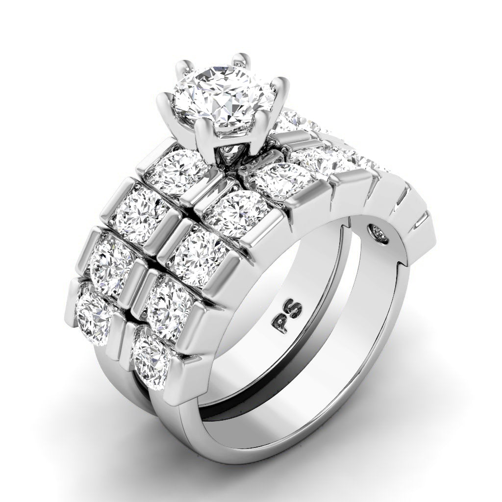 2.75-5.25 CT Round Cut Lab Grown Diamonds - Bridal Set