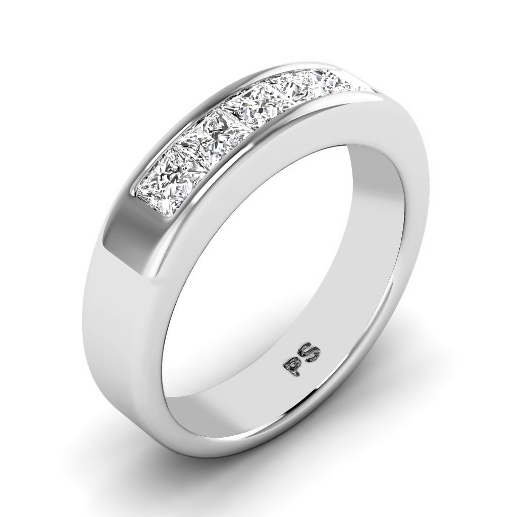 1.00 CT Princess Cut Diamonds - Mens Wedding Band