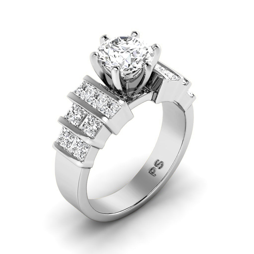 1.55-2.70 CT Princess & Round Cut Natural Diamonds - Engagement Ring