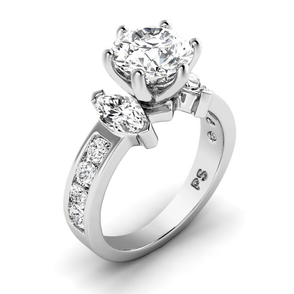 1.35 - 6.85 CT Marquise & Round Cut Diamonds - Engagement Ring - Primestyle.com