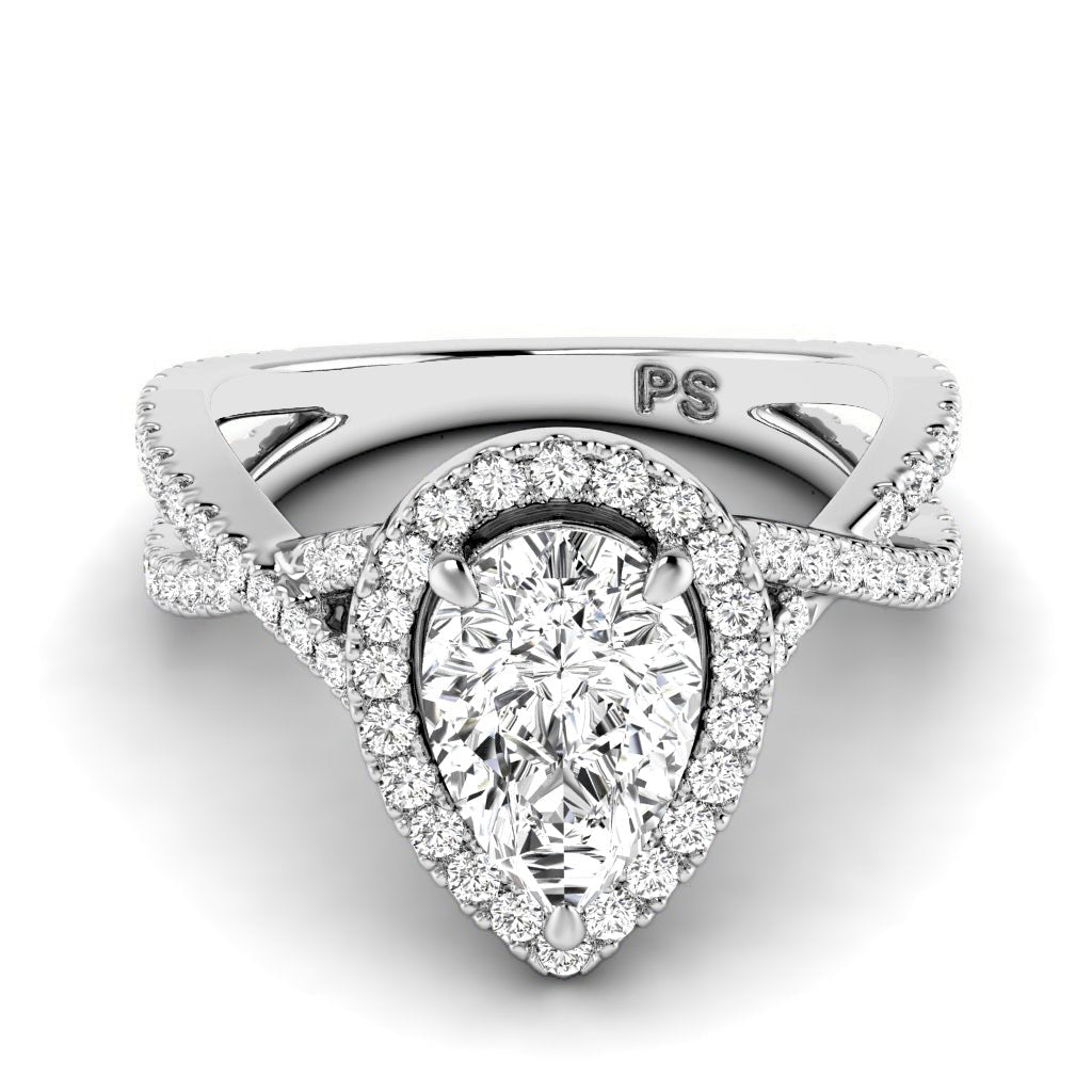1.10-6.60 CT Pear & Round Cut Diamonds - Halo Rings