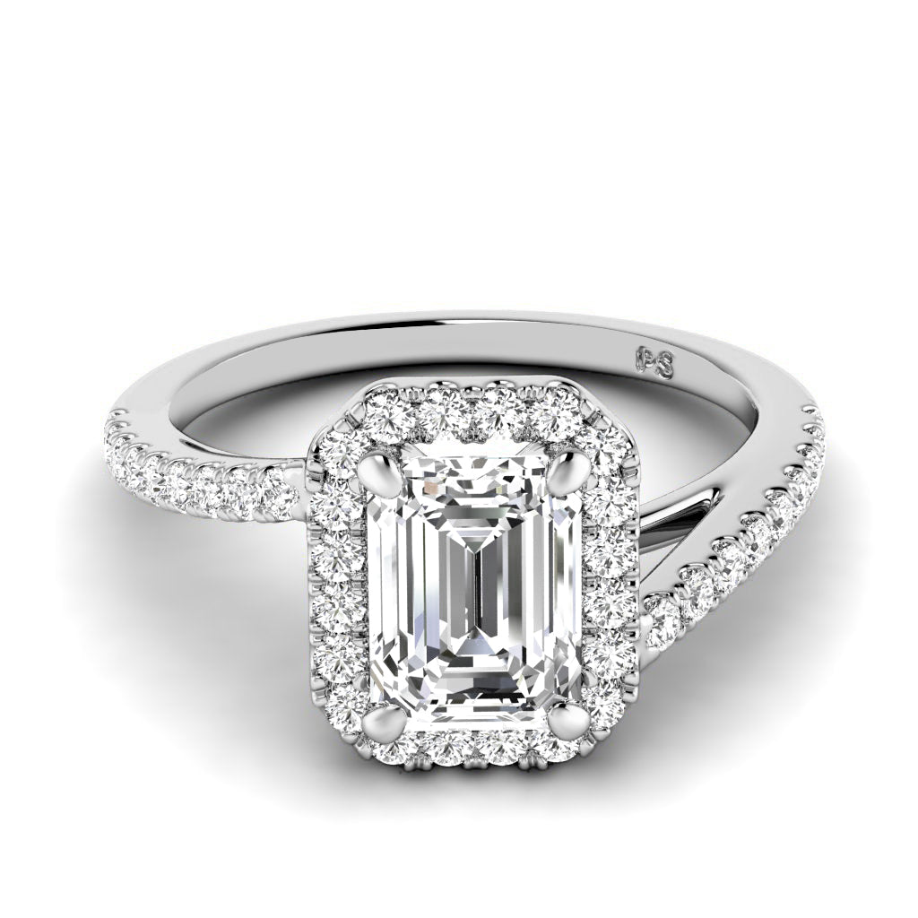 0.85-3.35 CT Round & Emerald Cut Lab Grown Diamonds - Halo Ring