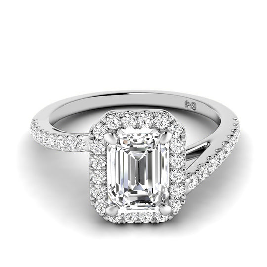 0.85-3.35 CT Round & Emerald Cut Lab Grown Diamonds - Halo Ring