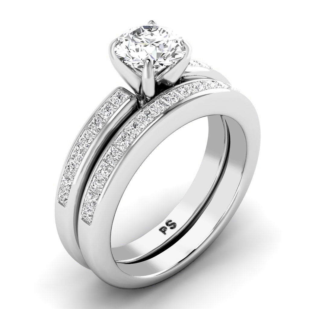 1.20-2.35 CT Princess & Round Cut Natural Diamonds - Bridal Set