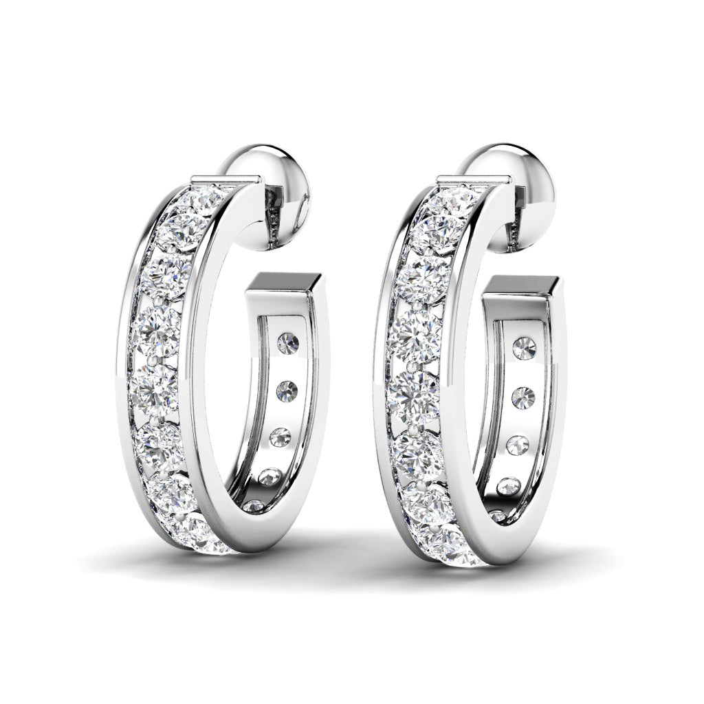 0.75-1.50 CT Round Cut Natural Diamonds - Hoop And Drop Earrings