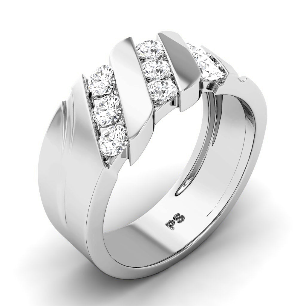 0.85 CT Round Cut Diamonds - Mens Wedding Band