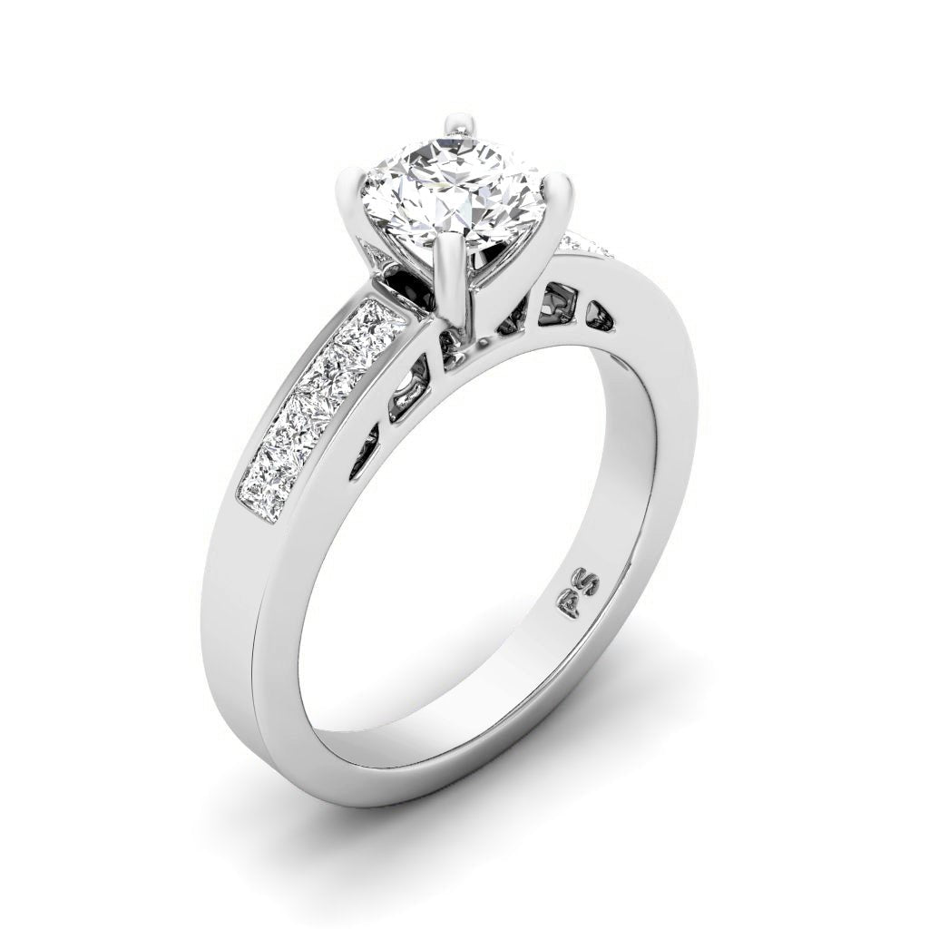 0.85-2.00 CT Princess & Round Cut Natural Diamonds - Engagement Ring