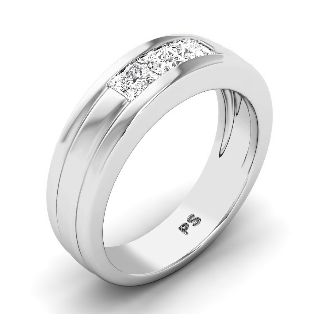 0.90 CT Princess Cut Diamonds - Mens Wedding Band