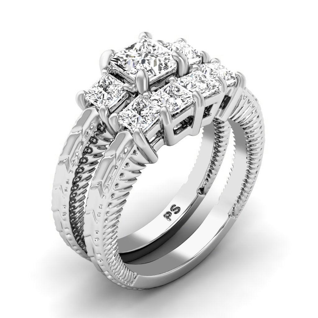 1.60-2.75 CT Princess Cut Natural Diamonds - Bridal Set