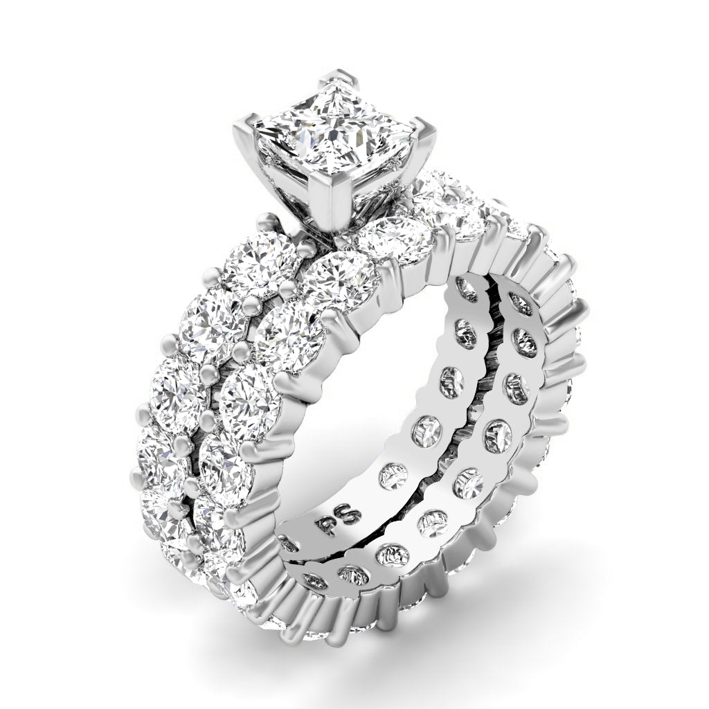 5.65-6.80 CT Round & Princess Cut Diamonds - Bridal Set