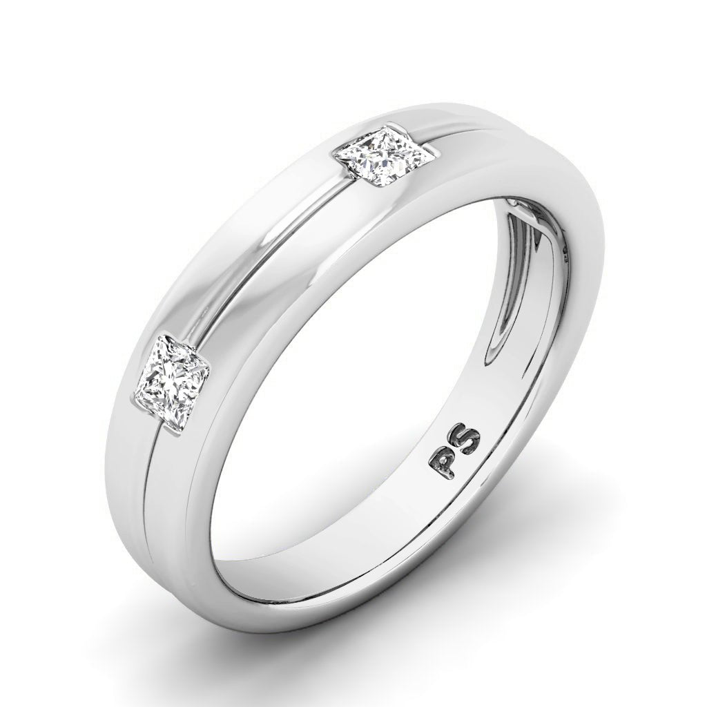 0.45 CT Princess Cut Natural Diamonds - Wedding Band
