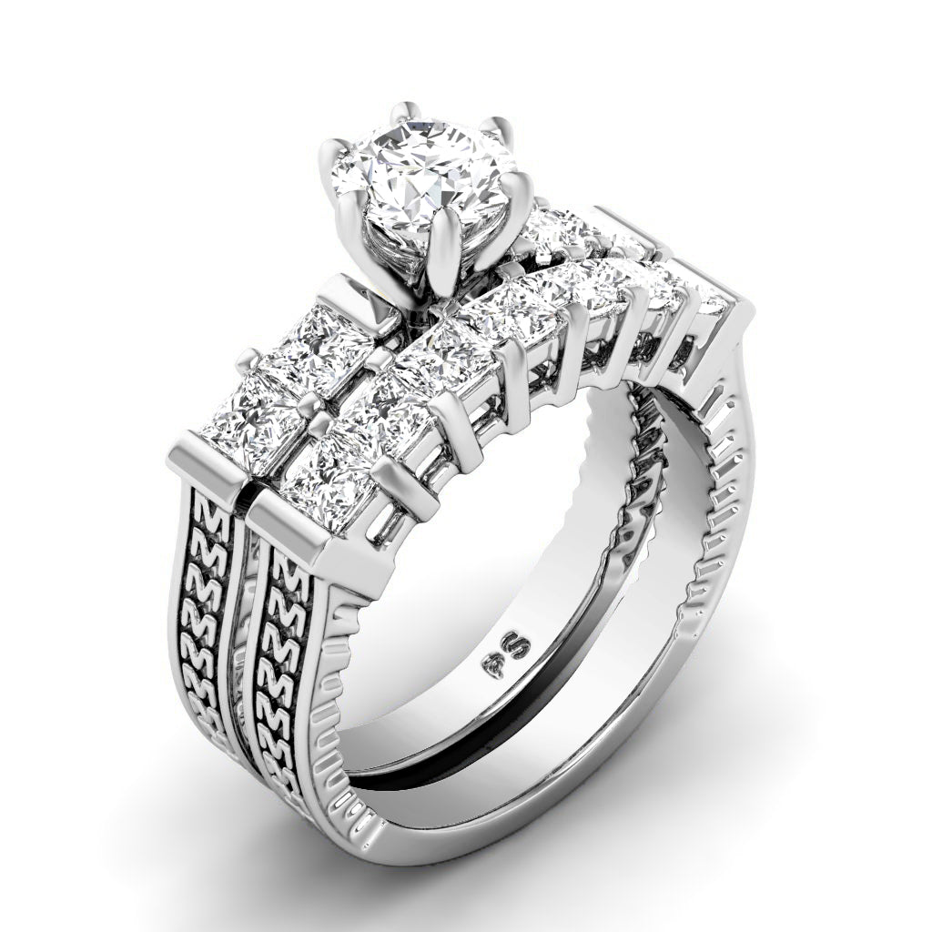 1.90-4.40 CT Princess Cut Lab Grown Diamonds - Bridal Set