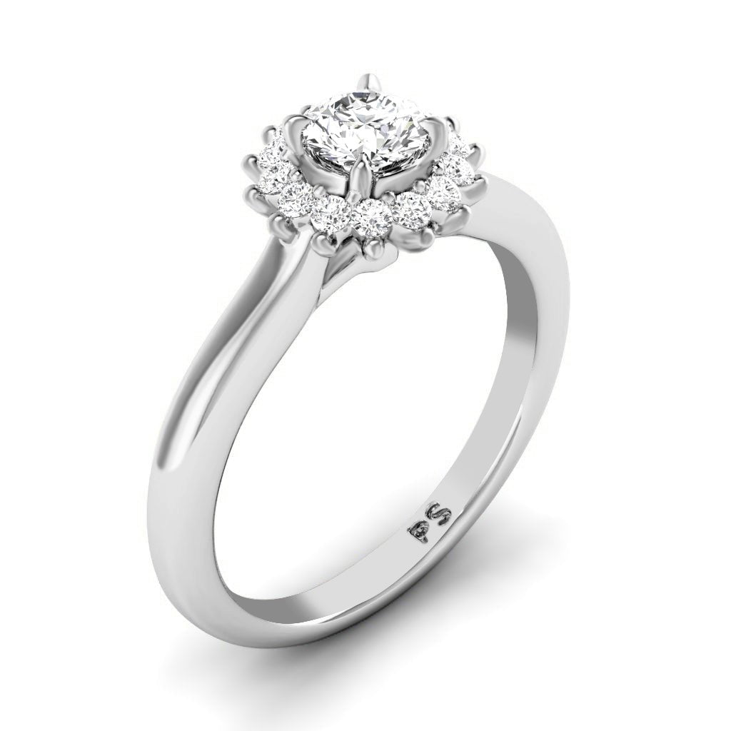 0.20 CT Round Cut Lab Grown Diamonds - Halo Ring - Primestyle.com