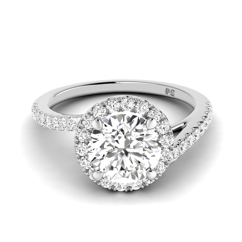 0.85-3.35 CT Round Cut Lab Grown Diamonds - Halo Ring