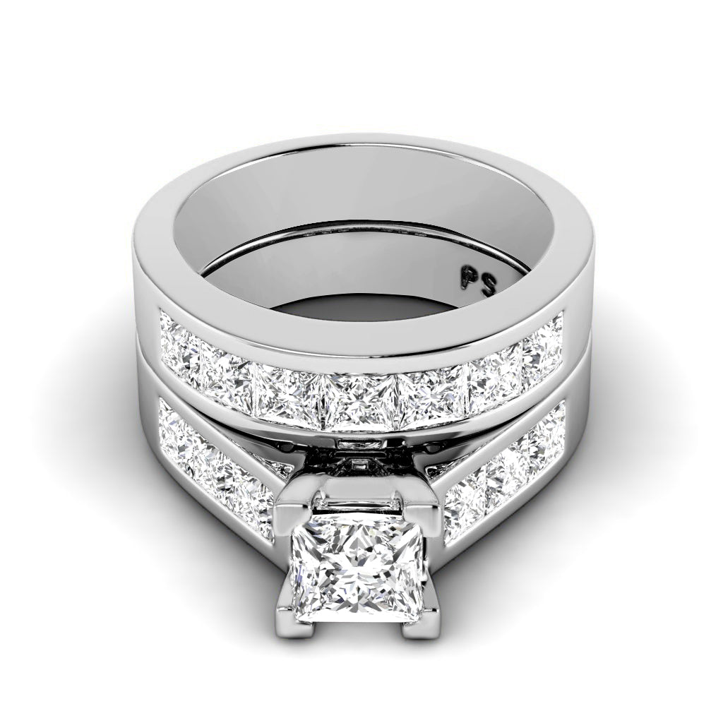 2.60-3.75 CT Princess Cut Natural Diamonds - Bridal Set