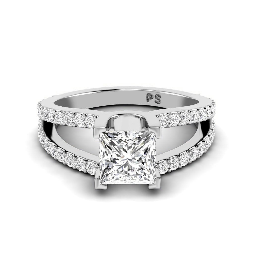 0.85-2.00 CT Princess & Round Cut Natural Diamonds - Engagement Ring