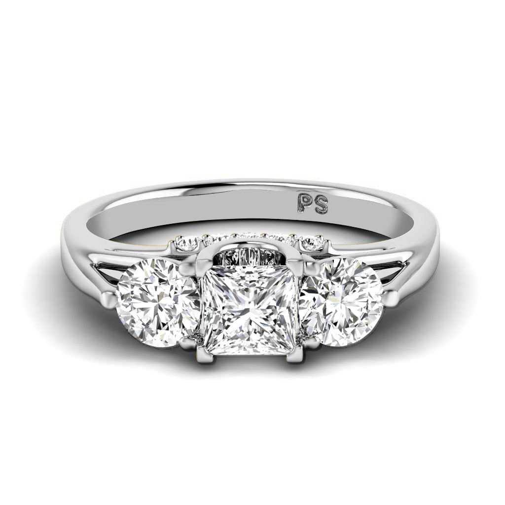 0.90-2.05 CT Princess & Round Cut Natural Diamonds - Engagement Ring