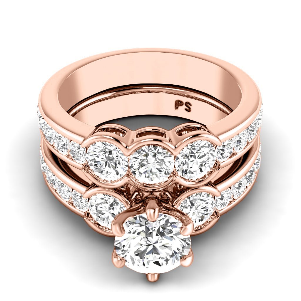 2.30-3.45 CT Round Cut Natural Diamonds - Bridal Set
