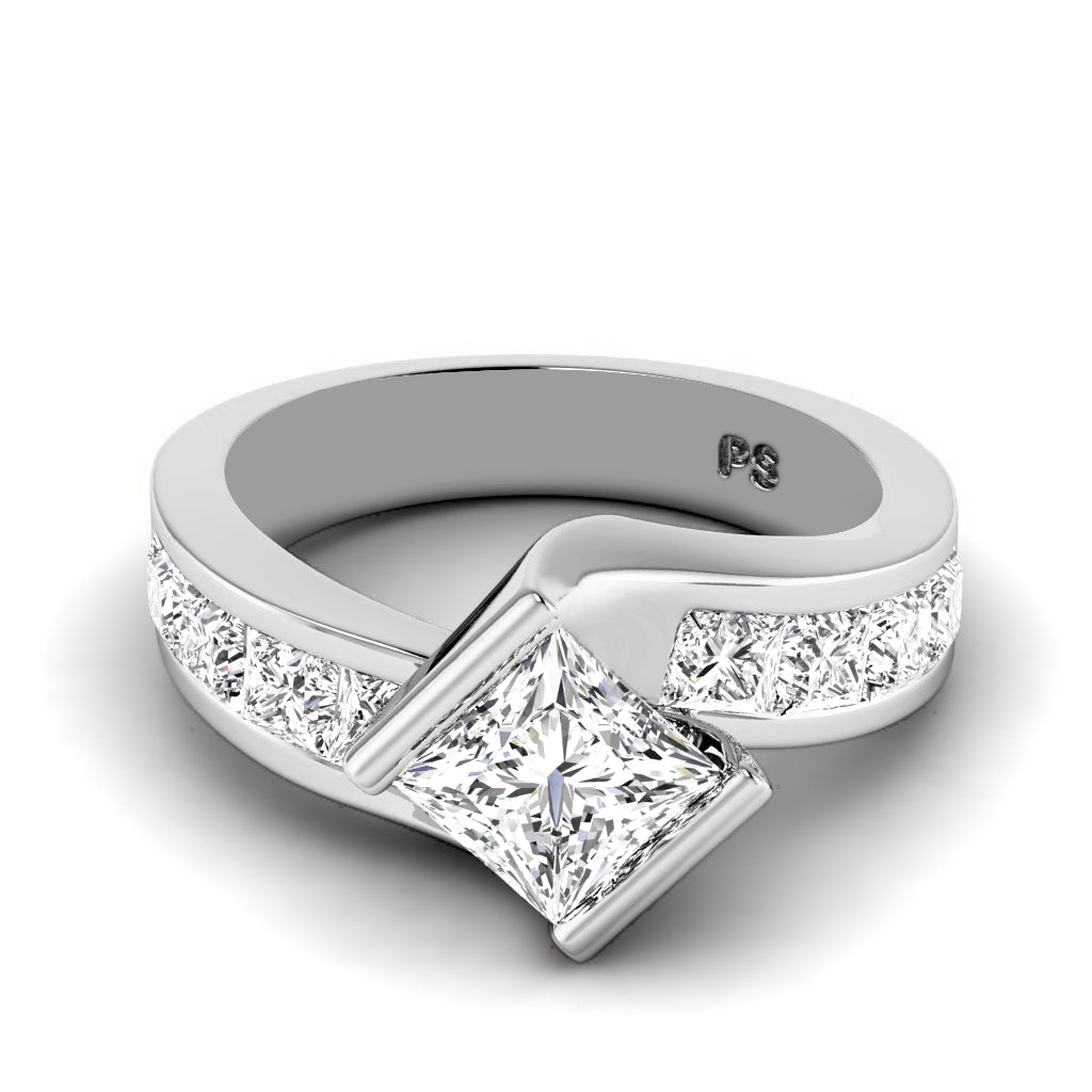1.95-3.10 CT Princess Cut Natural Diamonds - Engagement Ring