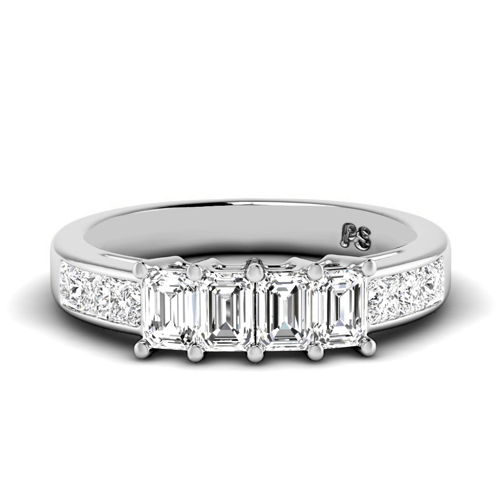 1.10 CT Princess & Emerald Cut Diamonds - Wedding Band