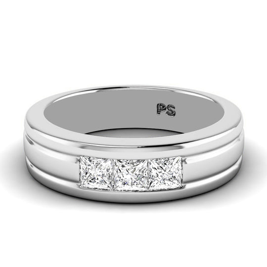 0.90 CT Princess Cut Lab Grown Diamonds - Mens Wedding Band