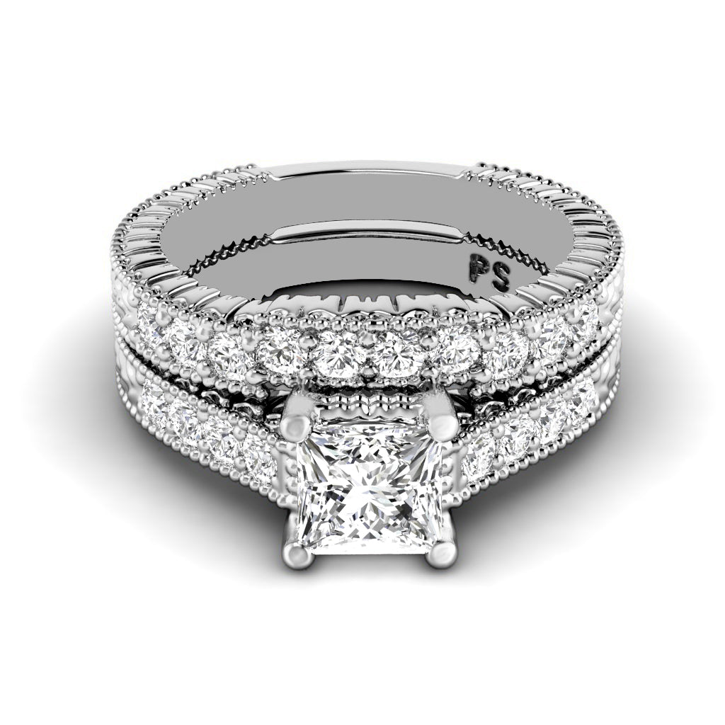 1.00-2.15 CT Round & Princess Cut Diamonds - Bridal Set