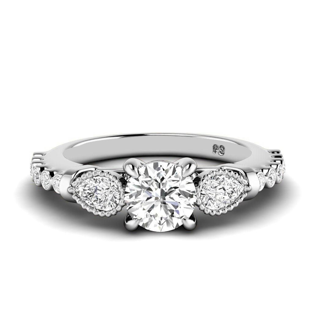 0.77-1.92 CT Pear & Round Cut Natural Diamonds - Engagement Ring