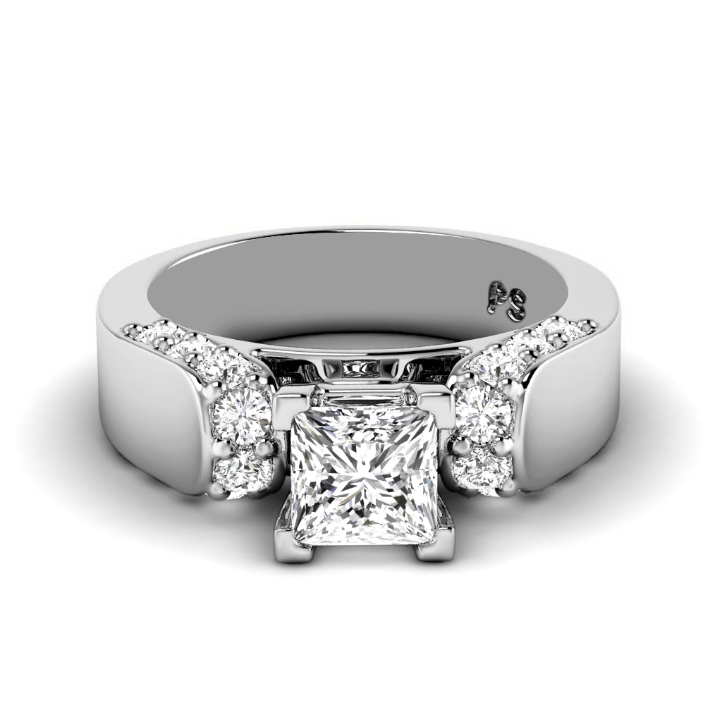 1.00-2.15 CT Princess & Round Cut Natural Diamonds - Engagement Ring