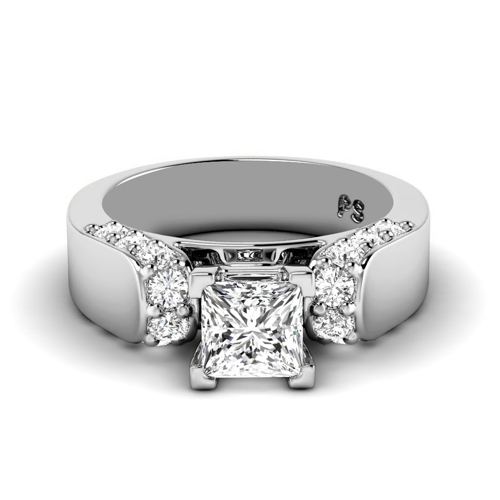 1.00 - 2.15 CT Princess & Round Cut Natural Diamonds - Engagement Ring - Primestyle.com