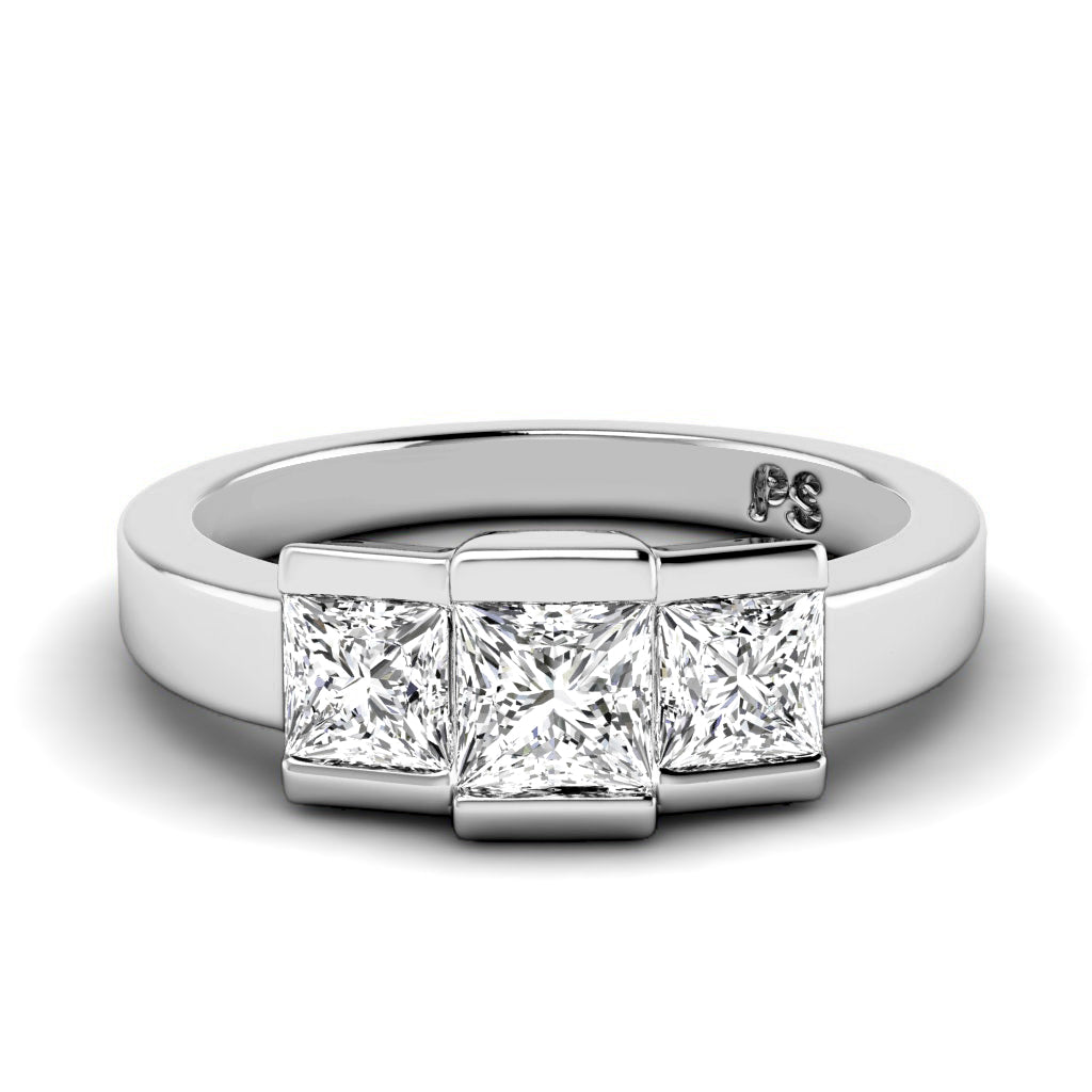 1.15 CT Princess Cut Diamonds - Three Stone Ring