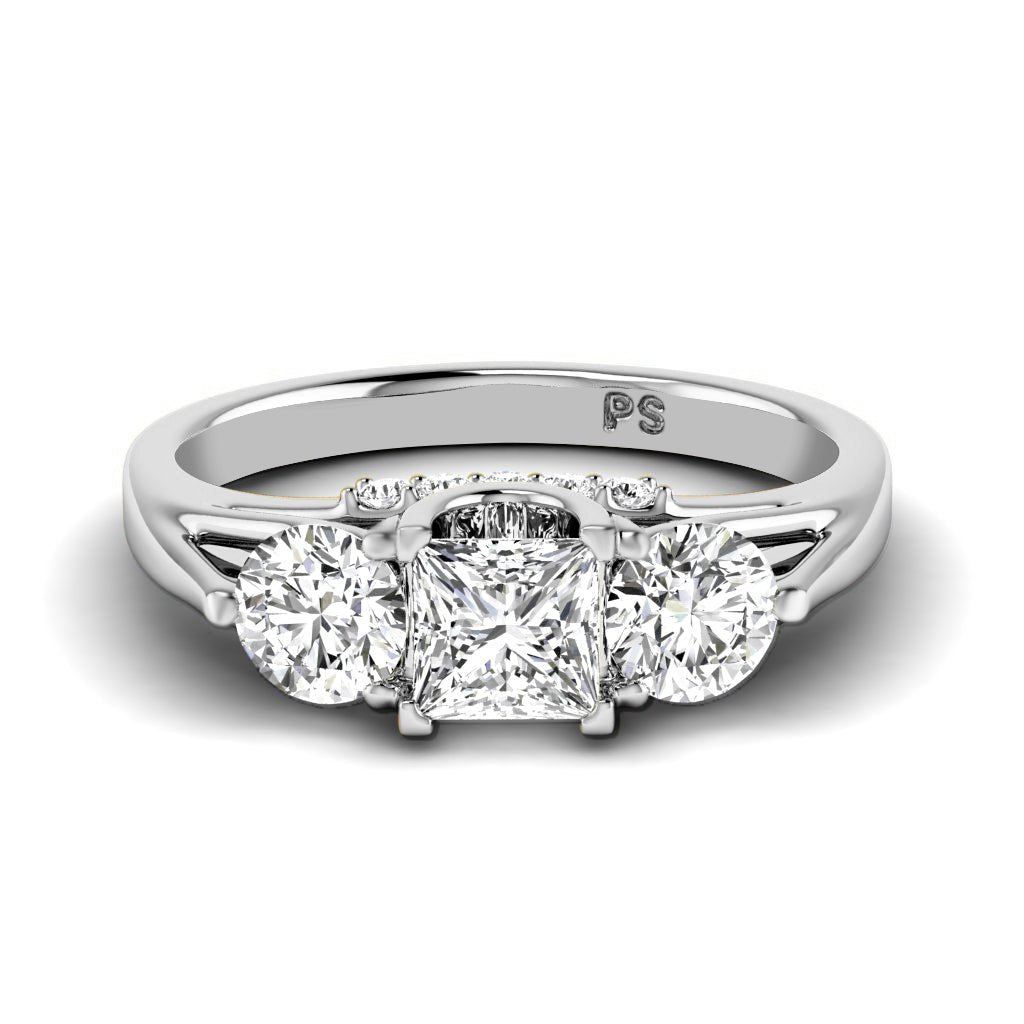 1.05-6.55 CT Princess & Round Cut Lab Grown Diamonds - Engagement Ring