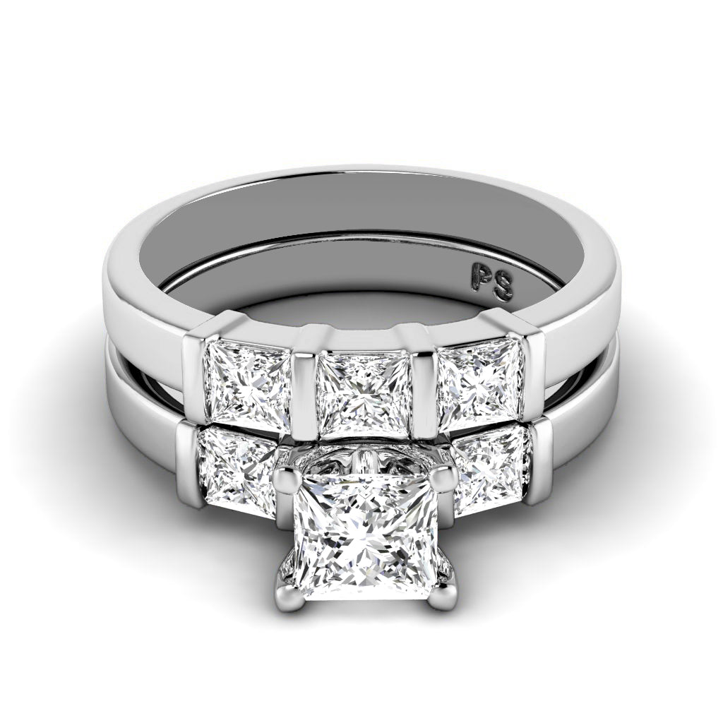 1.90-3.05 CT Princess Cut Natural Diamonds - Bridal Set