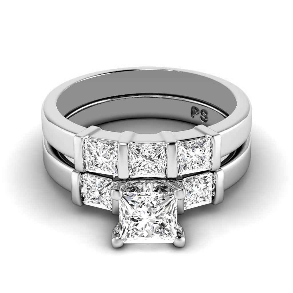 1.90-3.05 CT Princess Cut Natural Diamonds - Bridal Set