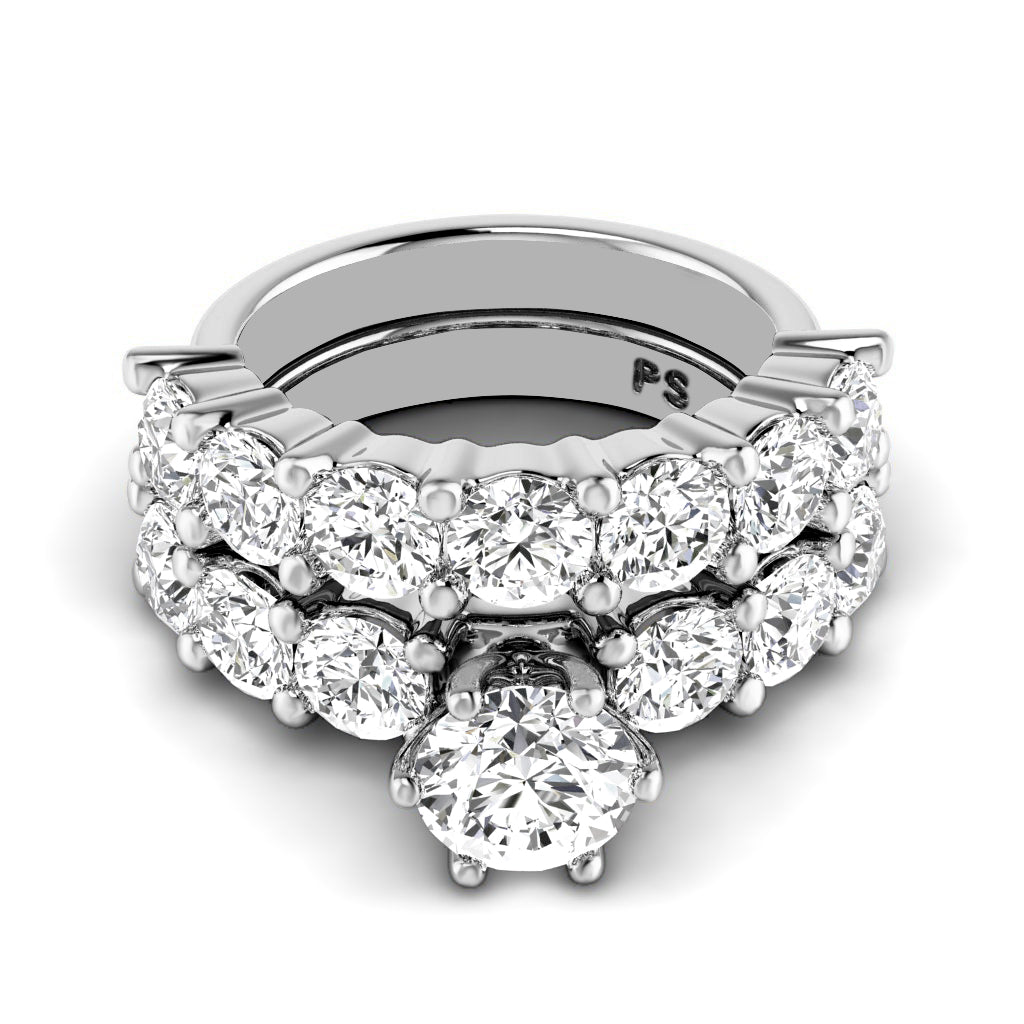 3.95-5.10 CT Round & Princess Cut Diamonds - Bridal Set