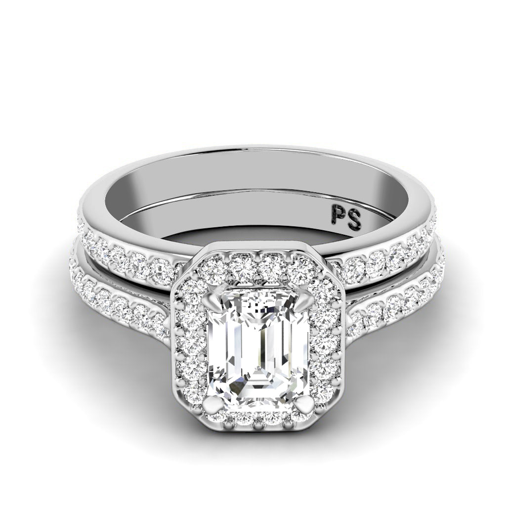 0.90-2.05 CT Round & Emerald Cut Diamonds - Bridal Set