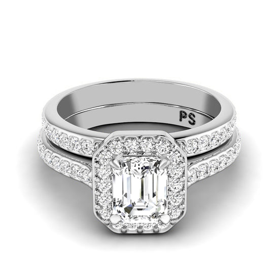 0.90-2.05 CT Round & Emerald Cut Diamonds - Bridal Set