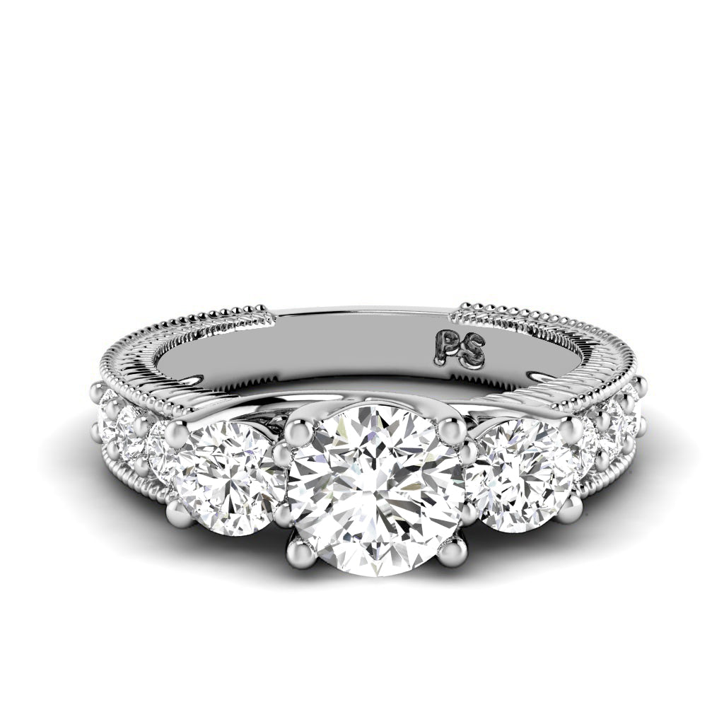 1.25 - 1.55 CT Round Cut Lab Grown Diamonds - Three Stone Ring - Primestyle.com
