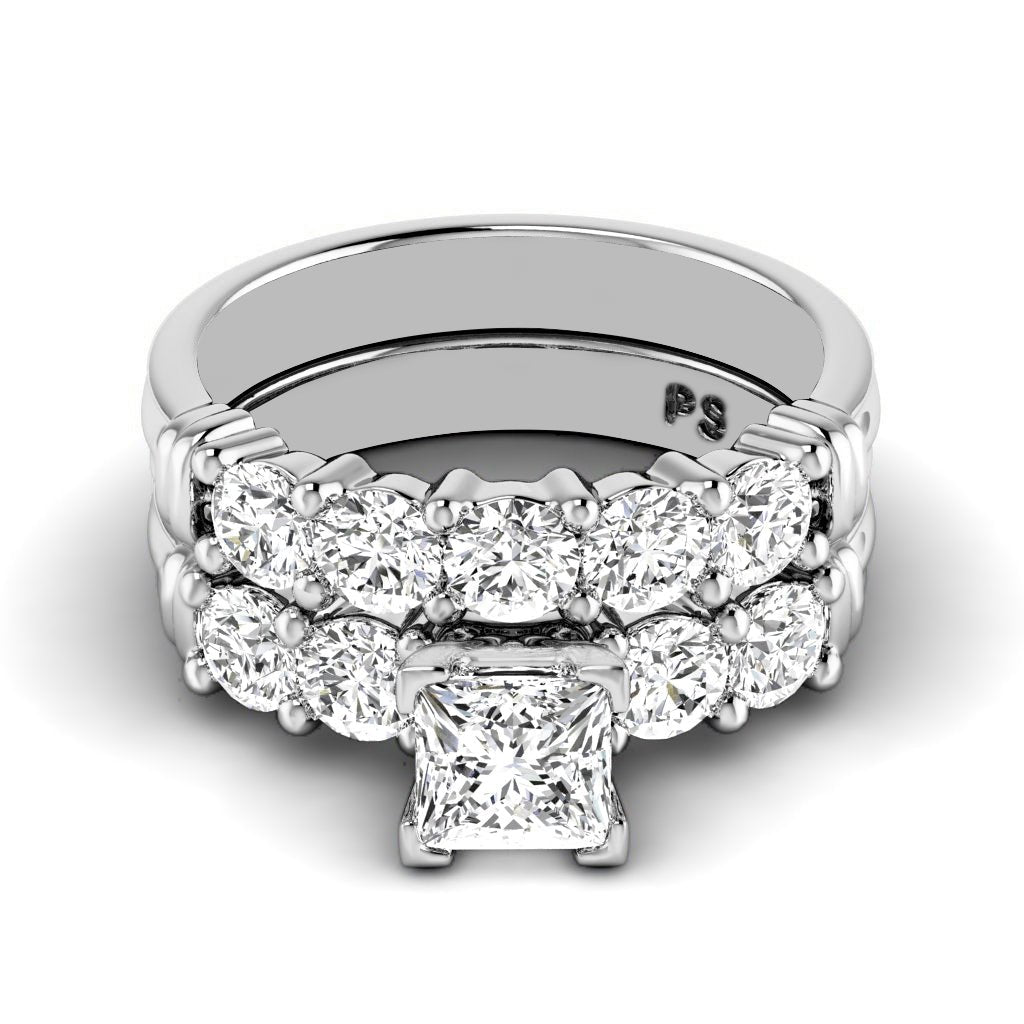 1.70 - 7.20 CT Princess & Round Cut Diamonds - Bridal Set - Primestyle.com