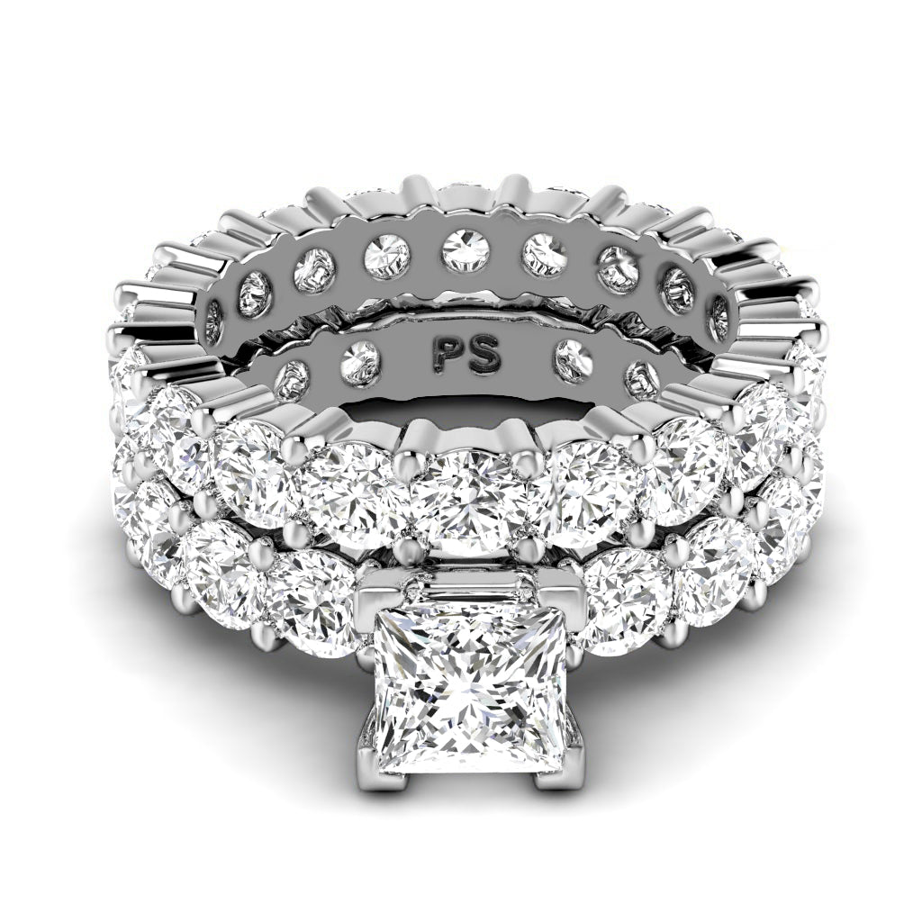 5.65-6.80 CT Round & Princess Cut Diamonds - Bridal Set