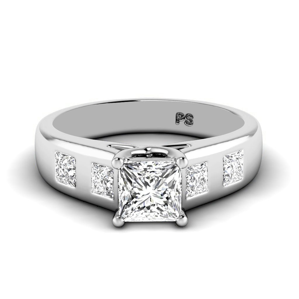 1.00-6.50 CT Princess Cut Lab Grown Diamonds - Engagement Ring