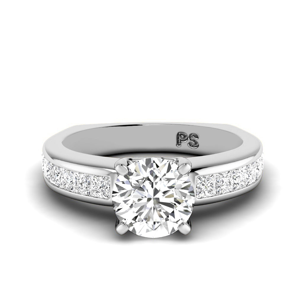 1.05-2.20 CT Princess & Round Cut Natural Diamonds - Engagement Ring
