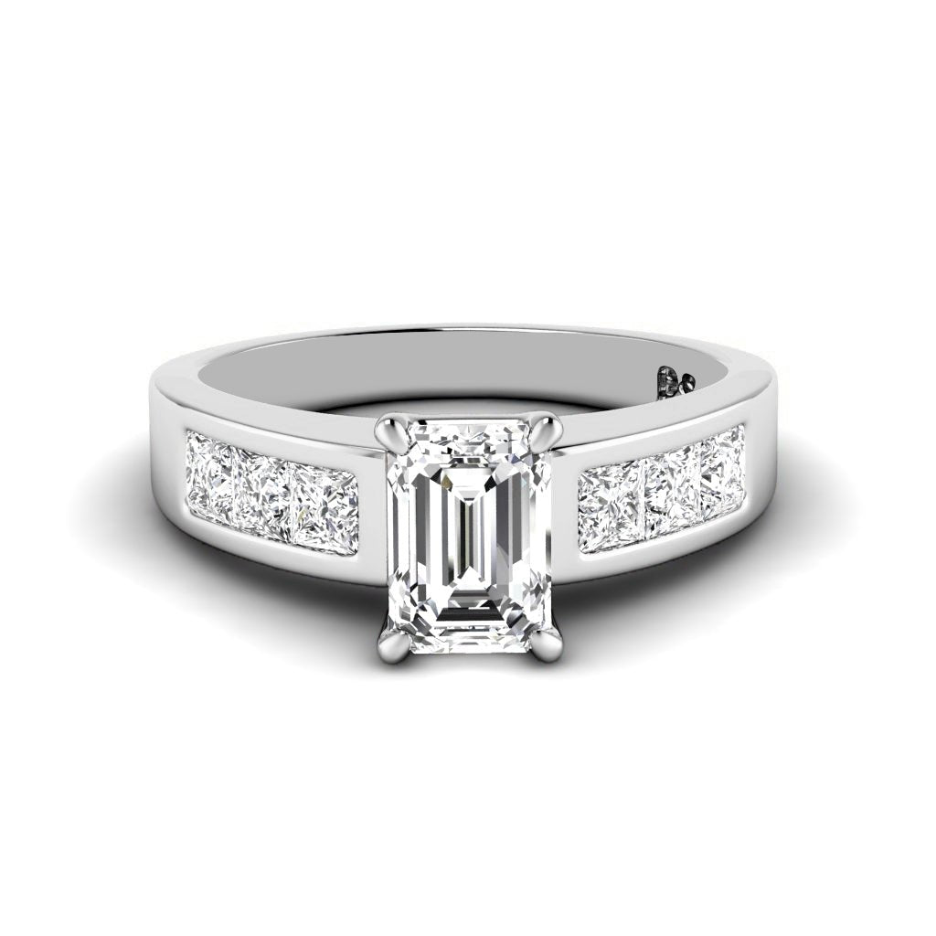 1.15-2.30 CT Emerald & Princess Cut Natural Diamonds - Engagement Ring