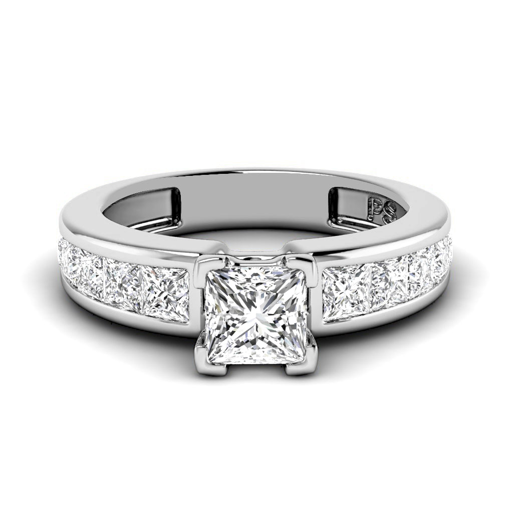 1.55-2.70 CT Princess Cut Natural Diamonds - Engagement Ring