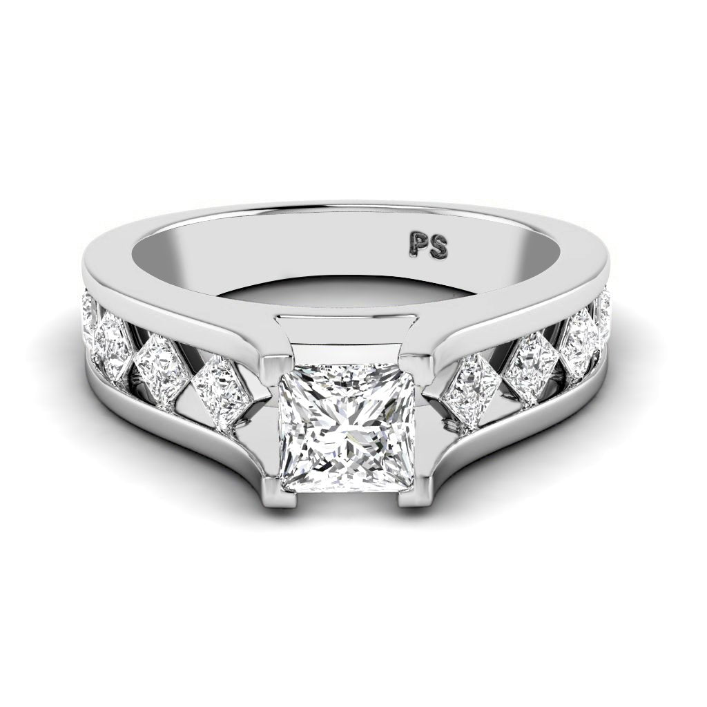 1.15-2.30 CT Princess Cut Natural Diamonds - Engagement Ring