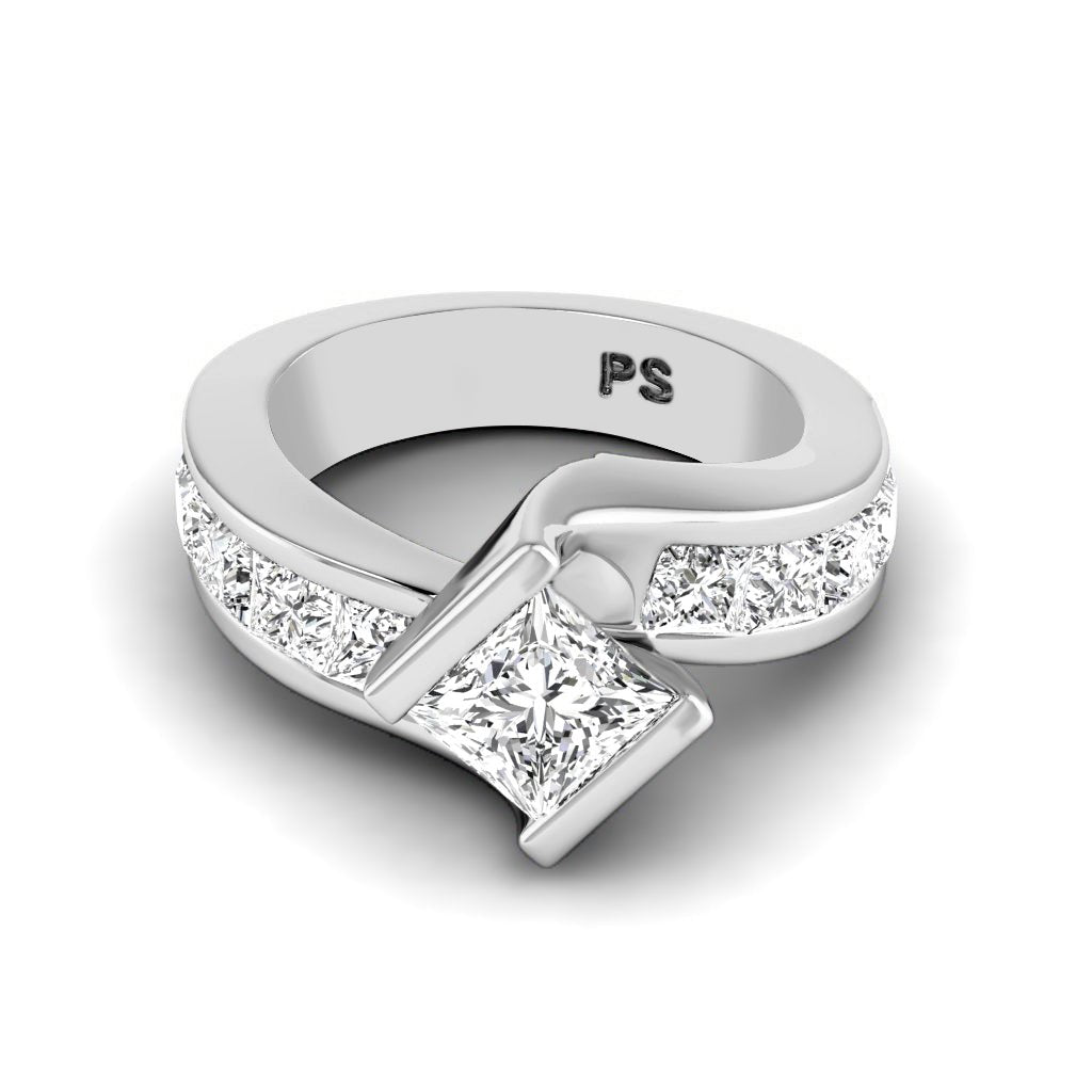 2.15-3.30 CT Princess Cut Natural Diamonds - Engagement Ring