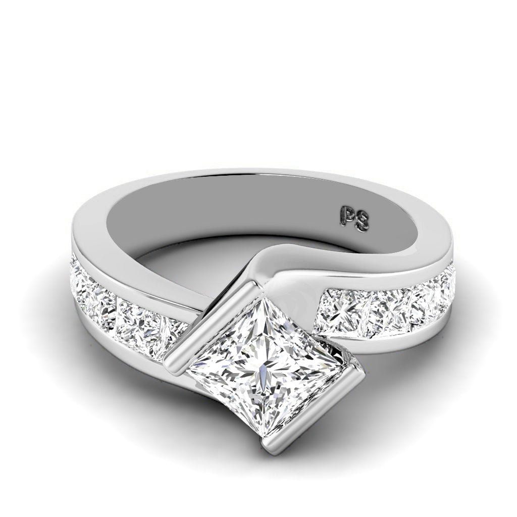 2.10-7.60 CT Princess Cut Diamonds - Engagement Ring