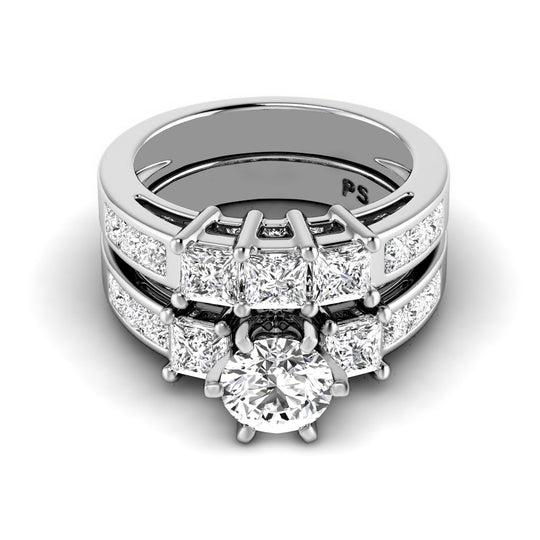 2.45-4.95 CT Princess Cut Lab Grown Diamonds - Bridal Set